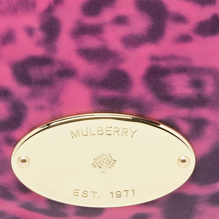 Pre Owned Mulberry Pink Leopard Print Leather Zip Pouch