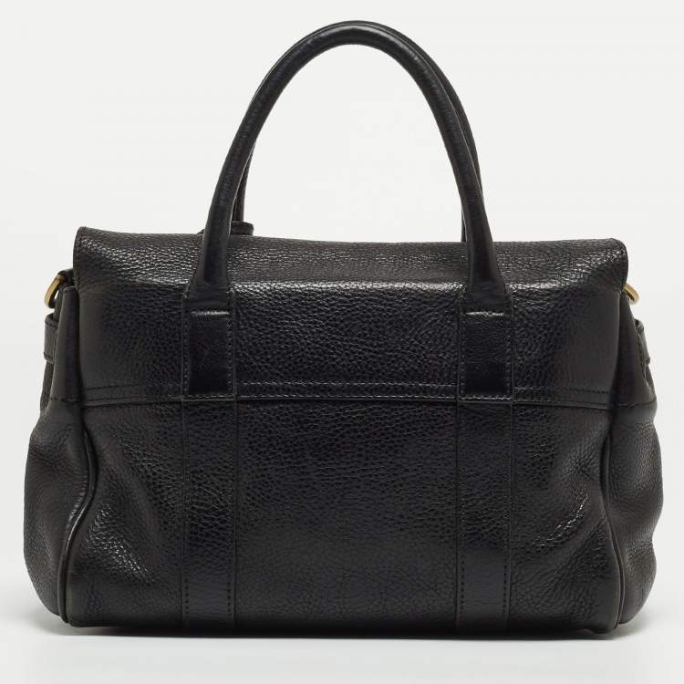 Pre Owned Mulberry Black Grain Leather Small Bayswater Satchel