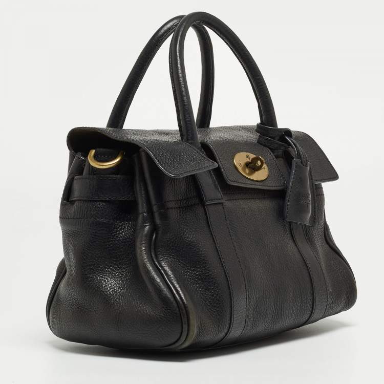 Pre Owned Mulberry Black Grain Leather Small Bayswater Satchel