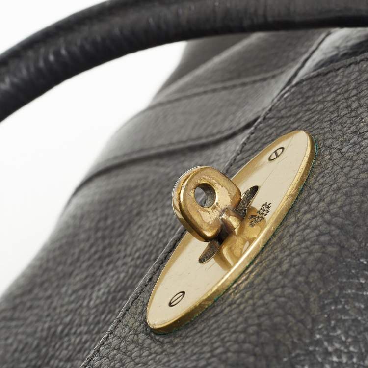 Pre Owned Mulberry Black Grain Leather Small Bayswater Satchel