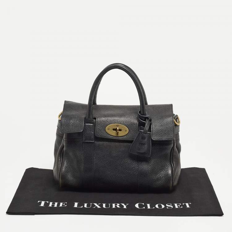Pre Owned Mulberry Black Grain Leather Small Bayswater Satchel