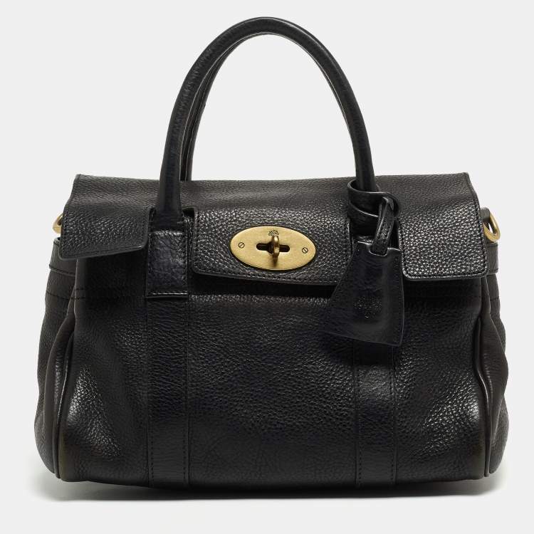 Pre Owned Mulberry Black Grain Leather Small Bayswater Satchel