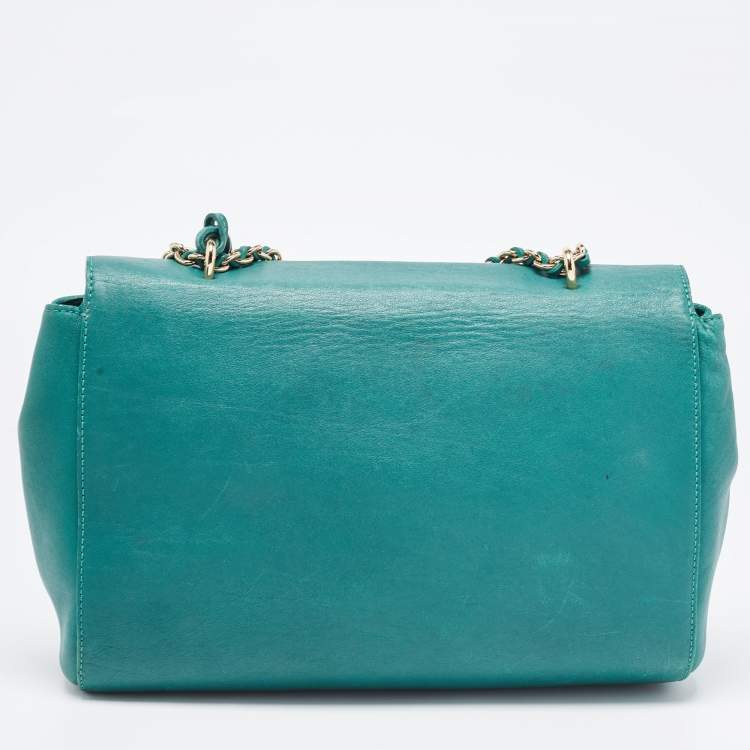 Pre Owned Mulberry Green Leather Medium Lily Shoulder Bag