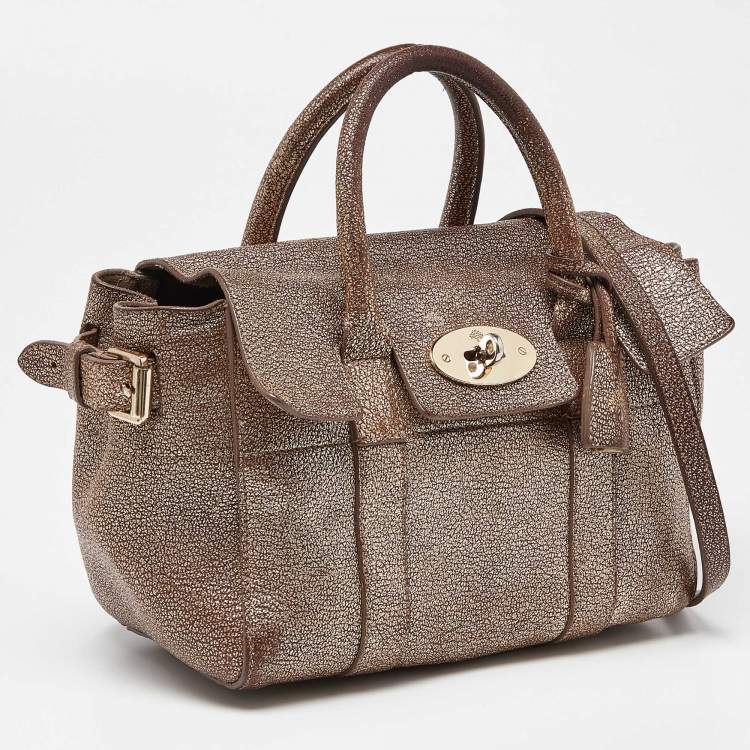 Pre Owned Mulberry Metallic Brown Leather Mini Bayswater Satchel