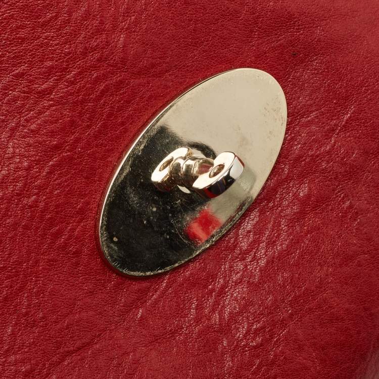 Pre Owned Mulberry Red Leather Medium Lily Shoulder Bag