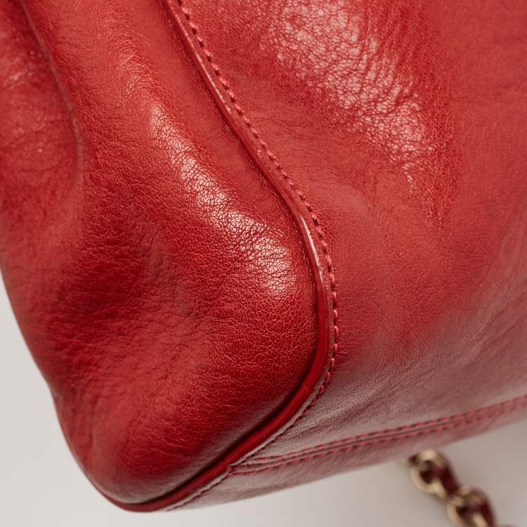 Pre Owned Mulberry Red Leather Medium Lily Shoulder Bag