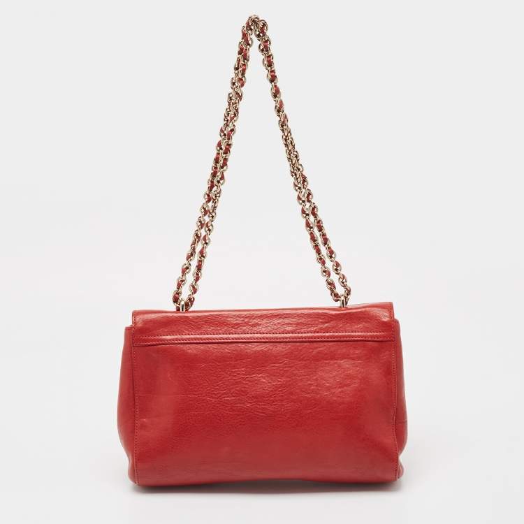 Pre Owned Mulberry Red Leather Medium Lily Shoulder Bag