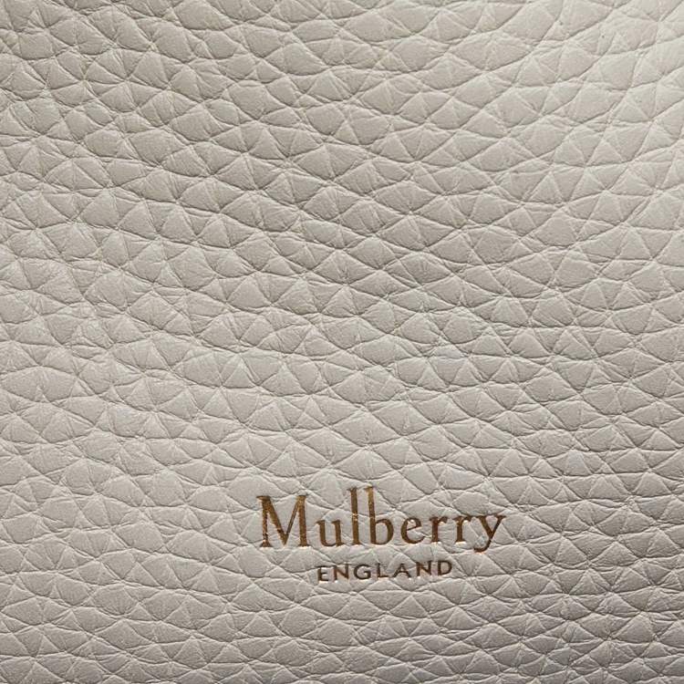 Pre Owned Mulberry Light Grey/Blue Leather Small Iris Top Handle Bag