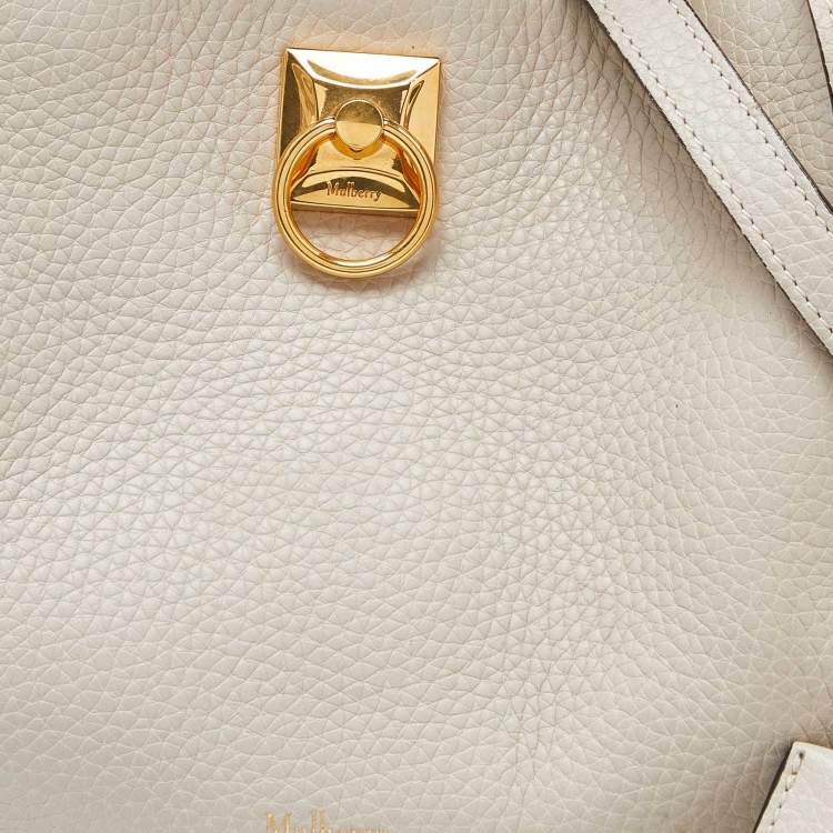 Pre Owned Mulberry Light Grey/Blue Leather Small Iris Top Handle Bag
