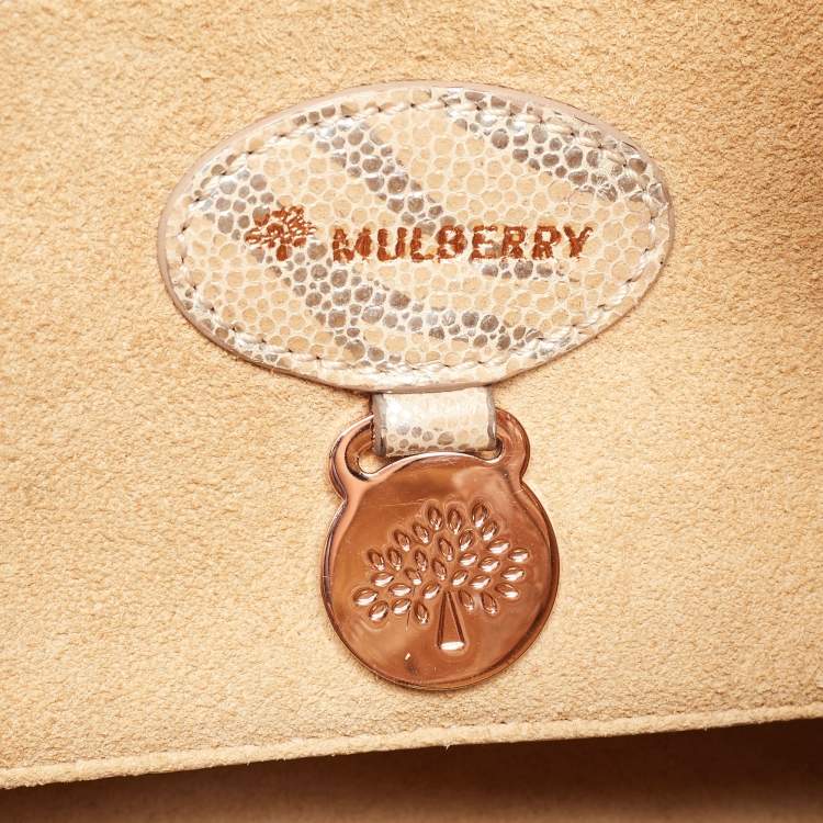 Pre Owned Mulberry Metallic Silver/Beige Zebra Leather Bayswater Satchel