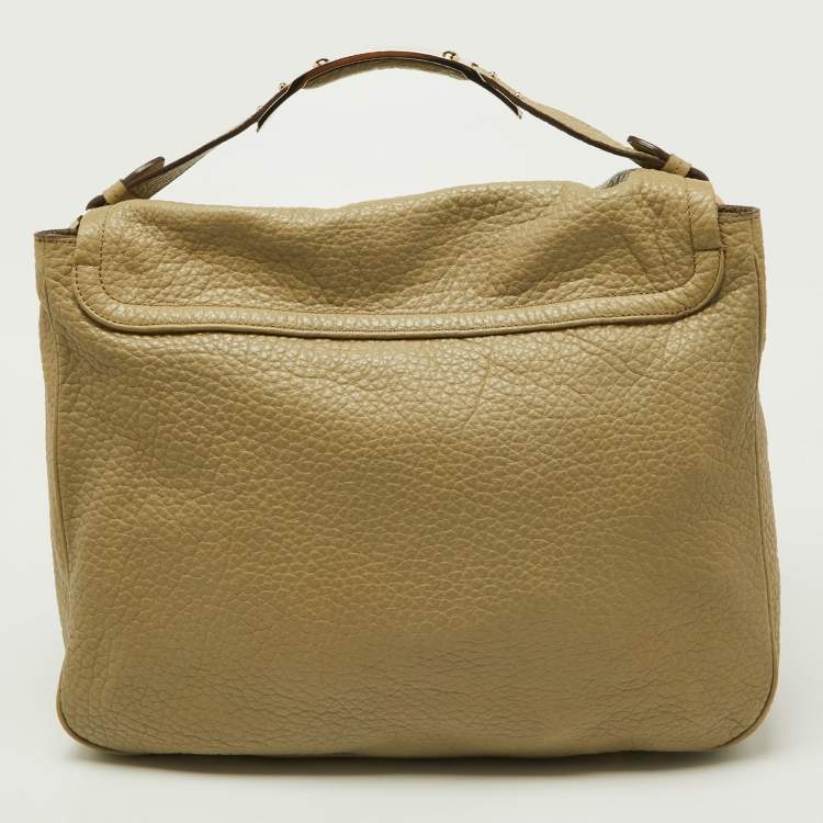 Pre Owned Mulberry Avocado Green Leather Flap Hobo