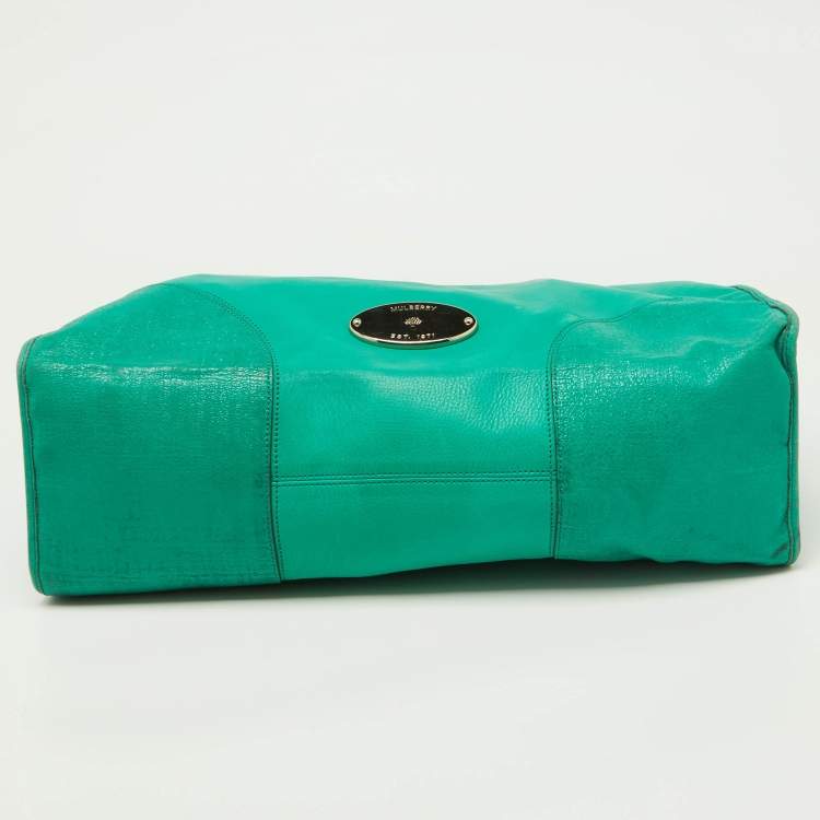 Pre Owned Mulberry Green Leather Taylor Top Handle Bag