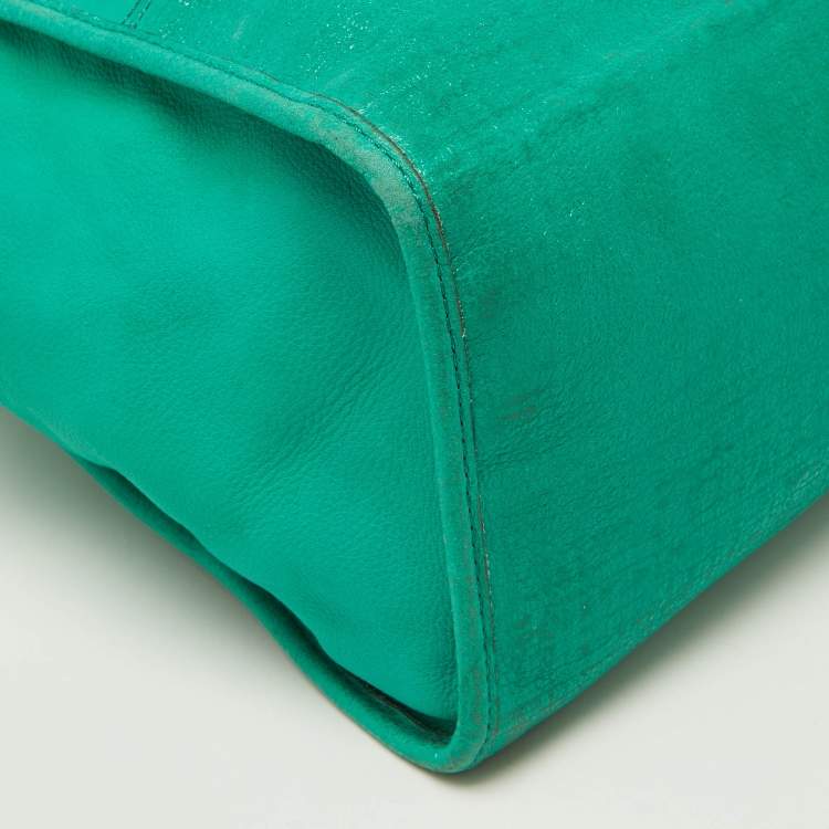 Pre Owned Mulberry Green Leather Taylor Top Handle Bag