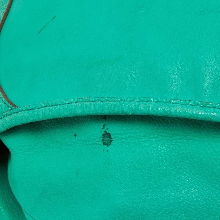 Pre Owned Mulberry Green Leather Taylor Top Handle Bag