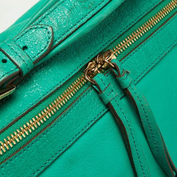 Pre Owned Mulberry Green Leather Taylor Top Handle Bag