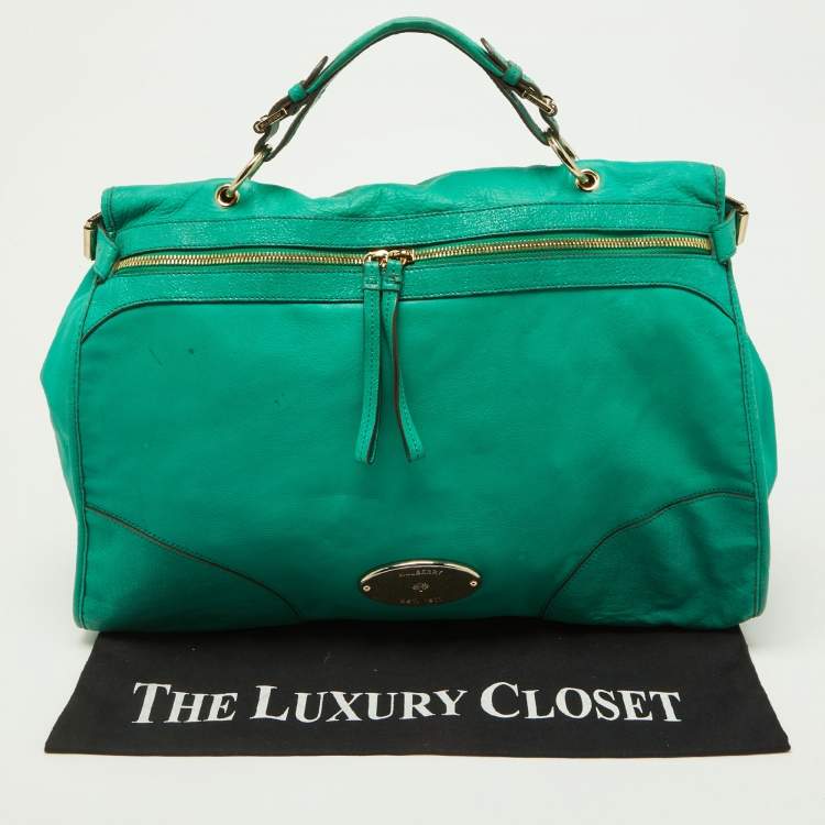 Pre Owned Mulberry Green Leather Taylor Top Handle Bag