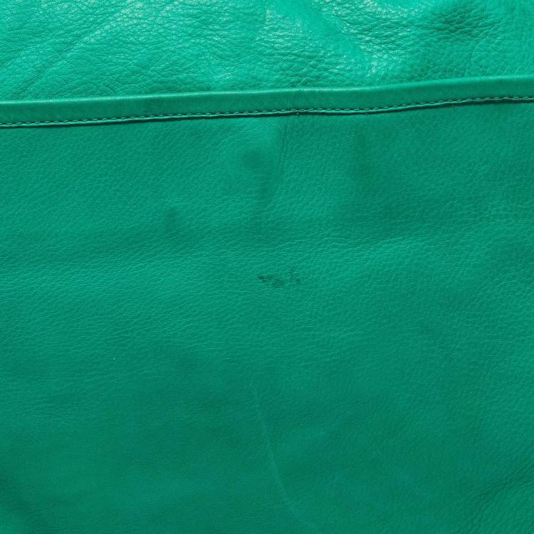Pre Owned Mulberry Green Leather Taylor Top Handle Bag
