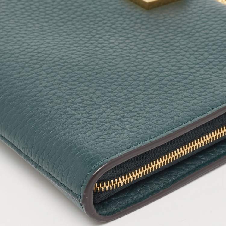Pre Owned Mulberry Green Leather Iris Wallet On Chain
