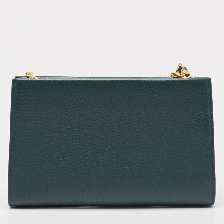 Pre Owned Mulberry Green Leather Iris Wallet On Chain