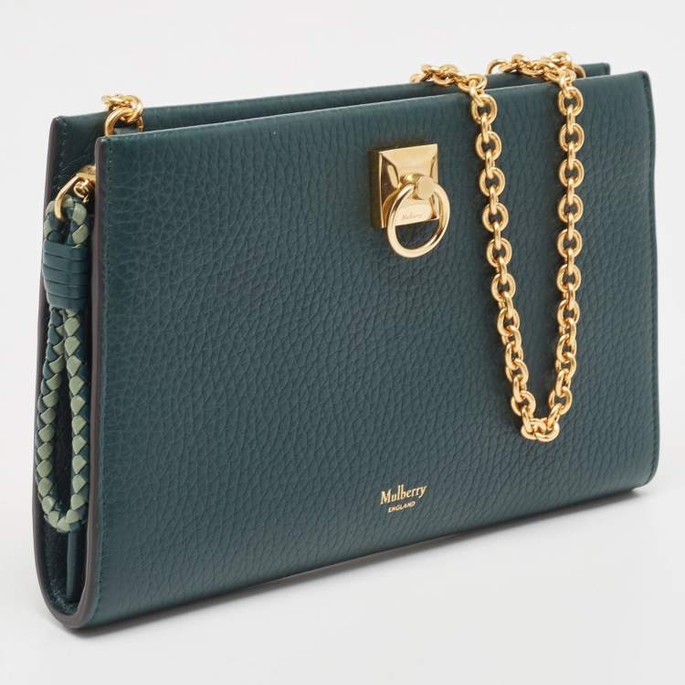 Pre Owned Mulberry Green Leather Iris Wallet On Chain