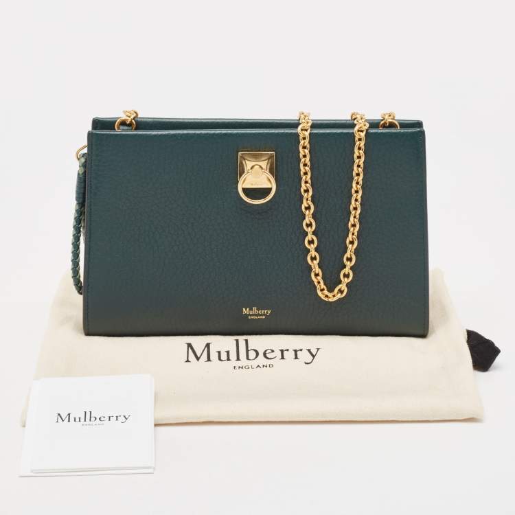 Pre Owned Mulberry Green Leather Iris Wallet On Chain