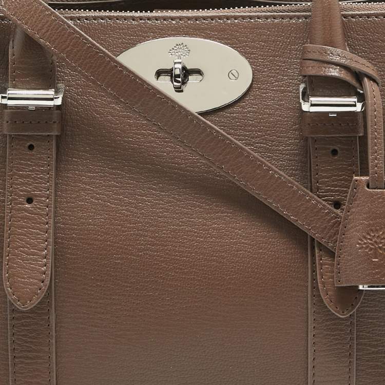 Pre Owned Mulberry Taupe Leather Small Bayswater Double Zip Tote