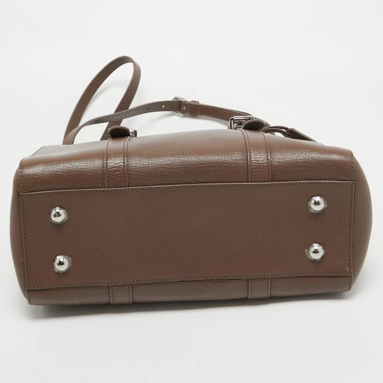 Pre Owned Mulberry Taupe Leather Small Bayswater Double Zip Tote