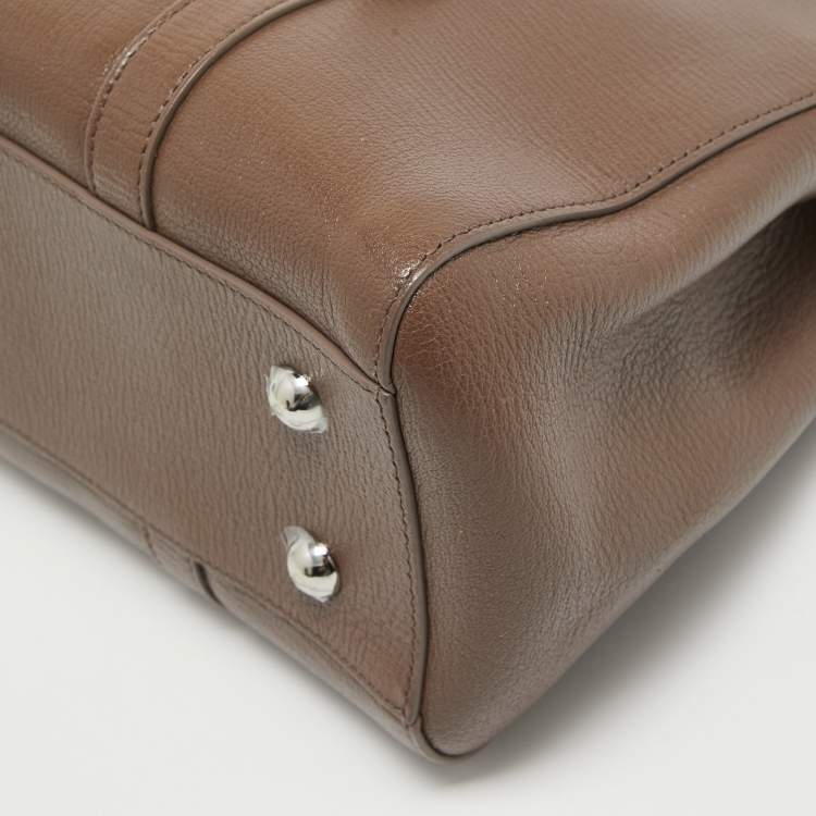 Pre Owned Mulberry Taupe Leather Small Bayswater Double Zip Tote