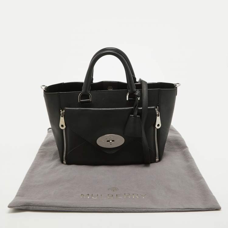 Pre Owned Mulberry Black Leather Small Willow Tote
