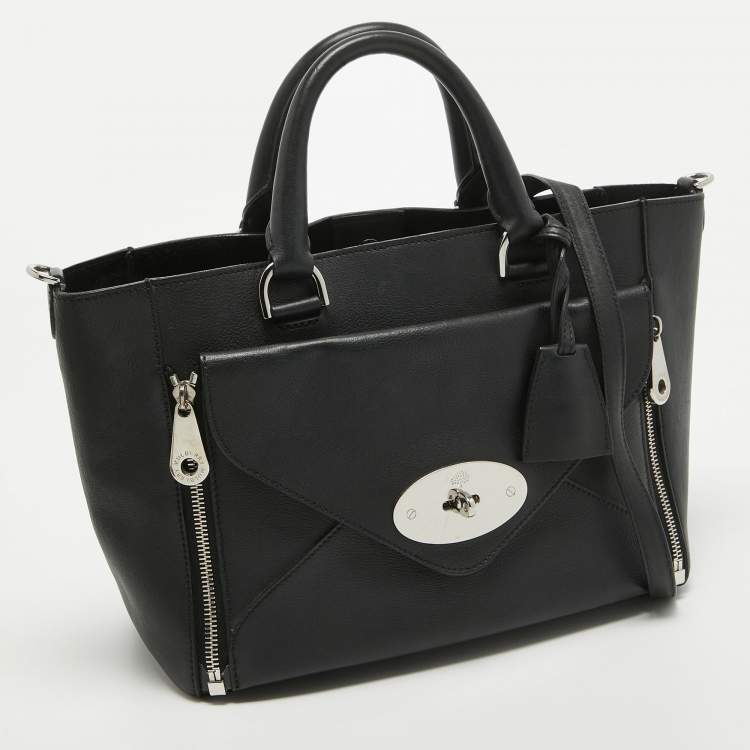 Pre Owned Mulberry Black Leather Small Willow Tote