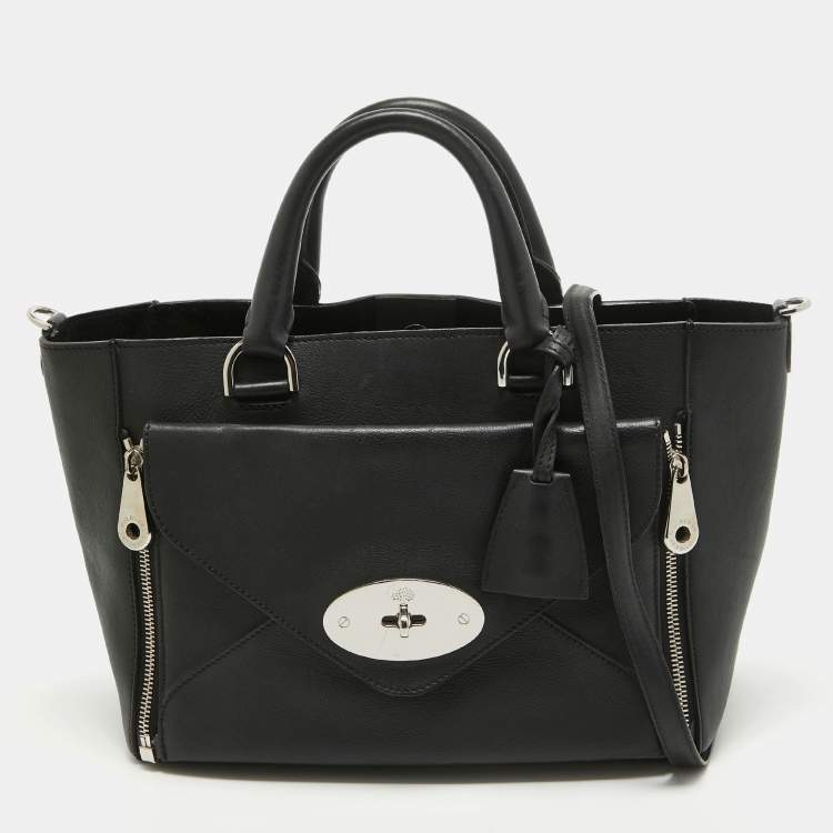 Pre Owned Mulberry Black Leather Small Willow Tote