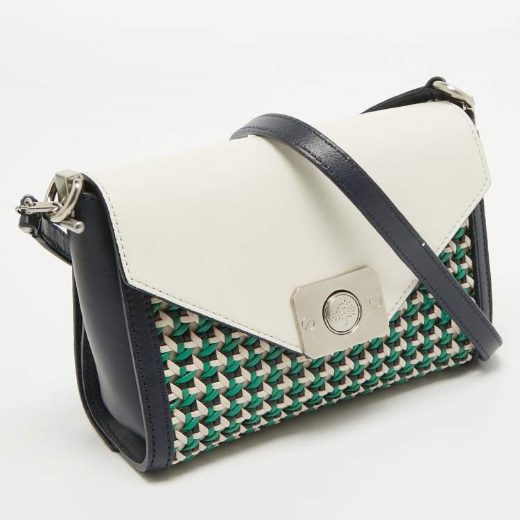 Pre Owned Mulberry Multicolor Leather Woven Delphie Duo Flap Shoulder Bag