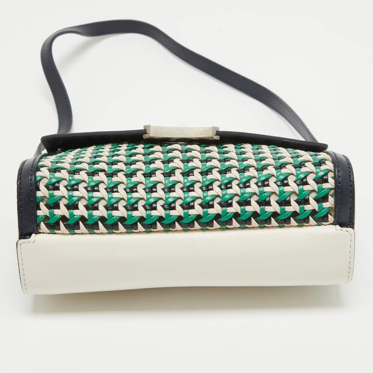 Pre Owned Mulberry Multicolor Leather Woven Delphie Duo Flap Shoulder Bag
