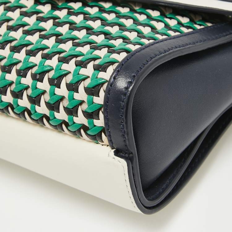Pre Owned Mulberry Multicolor Leather Woven Delphie Duo Flap Shoulder Bag