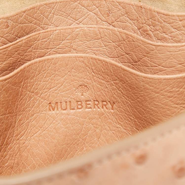 Pre Owned Mulberry Peach Ostrich Mini Lily Shoulder Bag