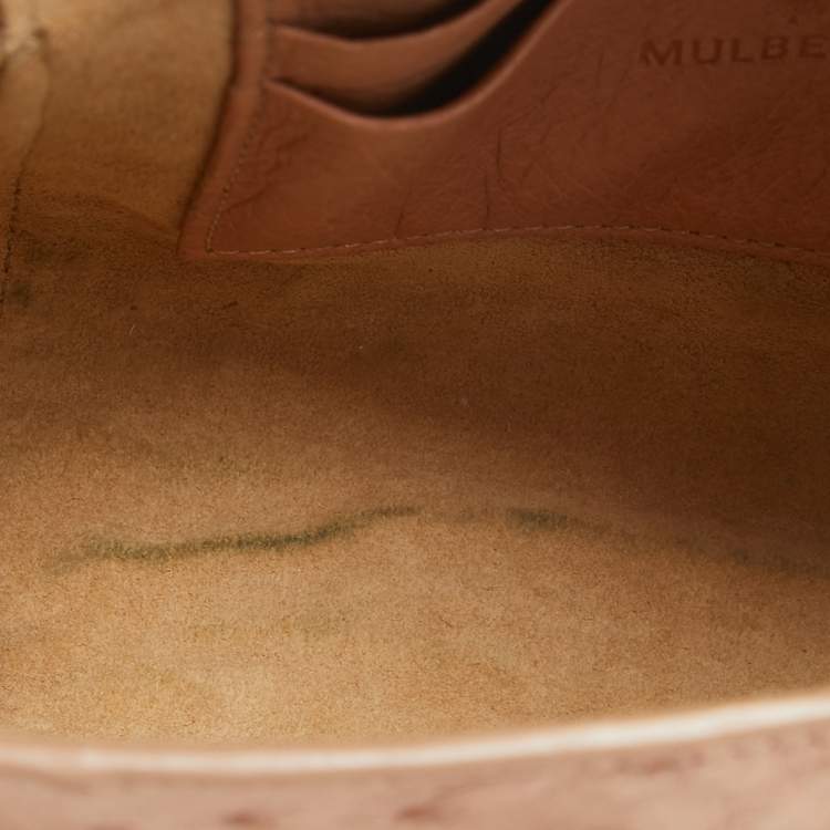 Pre Owned Mulberry Peach Ostrich Mini Lily Shoulder Bag
