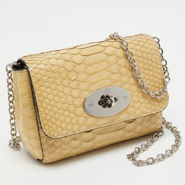 Pre Owned Mulberry Yellow Python Mini Lily Shoulder Bag