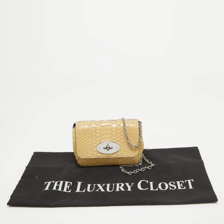 Pre Owned Mulberry Yellow Python Mini Lily Shoulder Bag