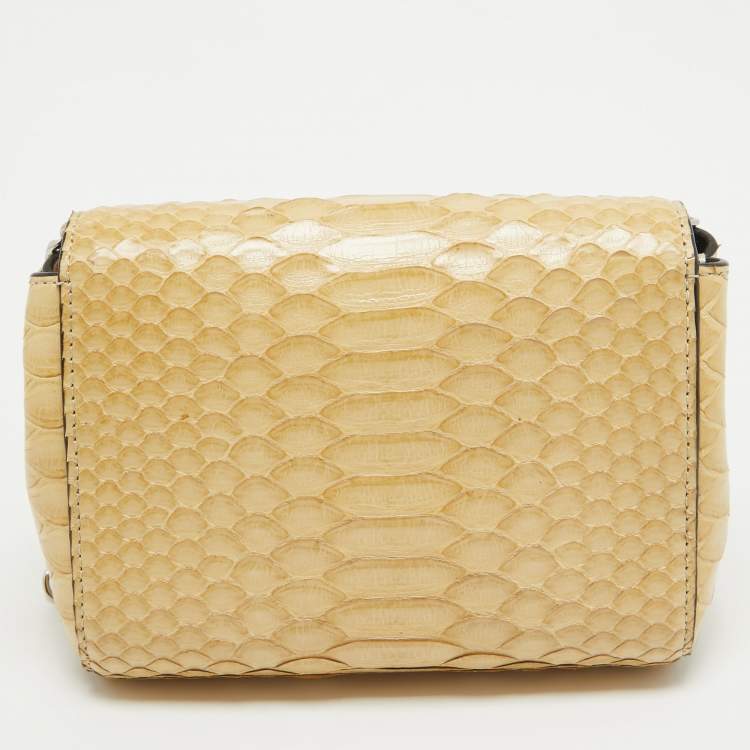 Pre Owned Mulberry Yellow Python Mini Lily Shoulder Bag