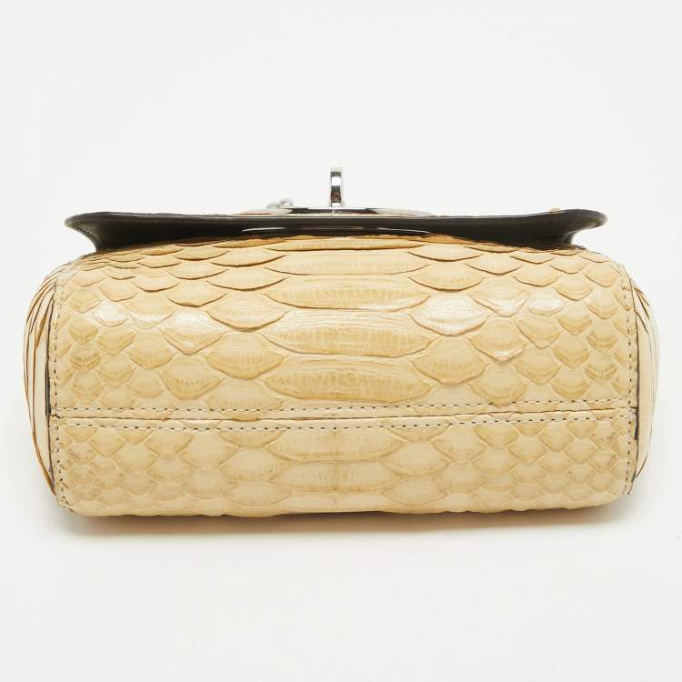 Pre Owned Mulberry Yellow Python Mini Lily Shoulder Bag