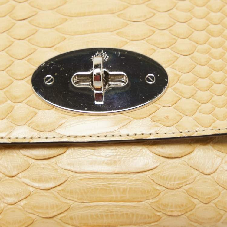 Pre Owned Mulberry Yellow Python Mini Lily Shoulder Bag