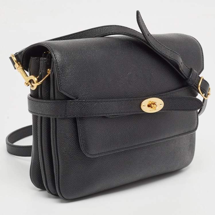 Pre Owned Mulberry Black Leather Small Belted Bayswater Shoulder Bag