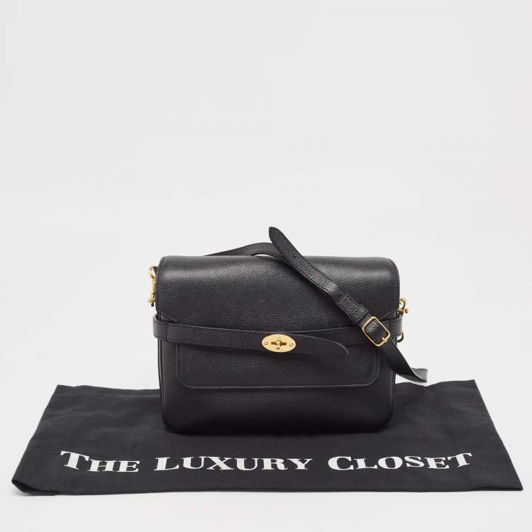 Pre Owned Mulberry Black Leather Small Belted Bayswater Shoulder Bag