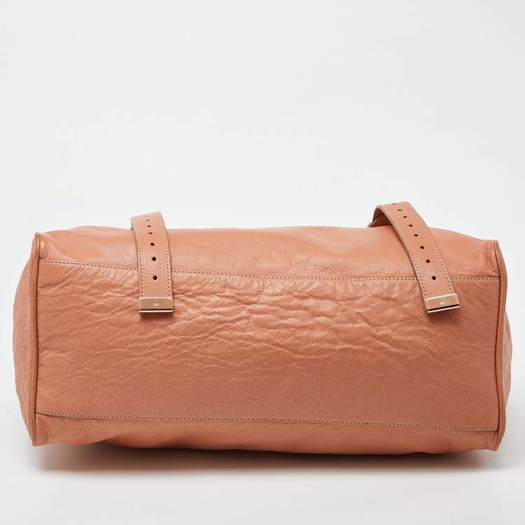 Pre Owned Mulberry Peach Leather Oversized Alexa Satchel