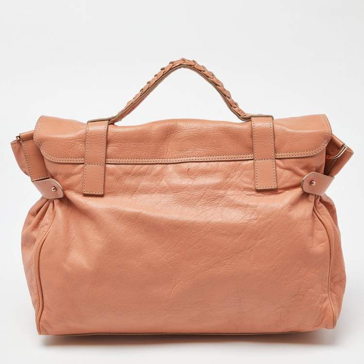 Pre Owned Mulberry Peach Leather Oversized Alexa Satchel