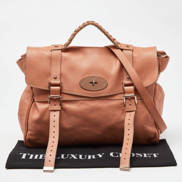Pre Owned Mulberry Peach Leather Oversized Alexa Satchel