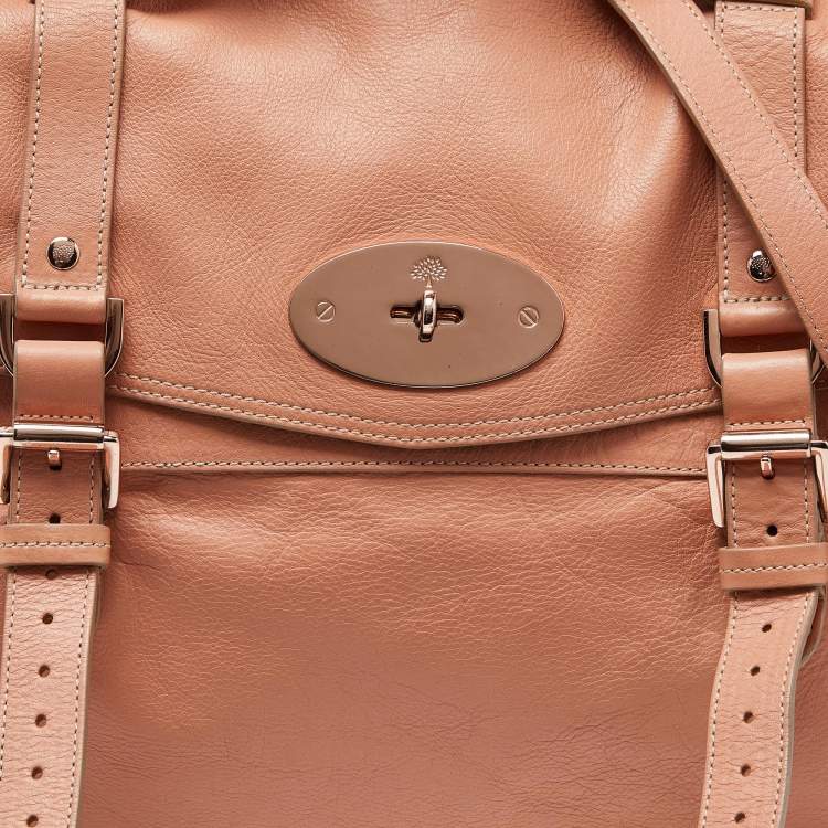 Pre Owned Mulberry Peach Leather Oversized Alexa Satchel
