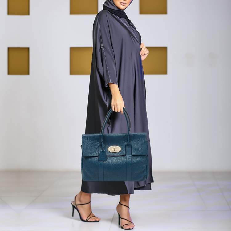 Pre Owned Mulberry Teal Blue Leather Bayswater Satchel
