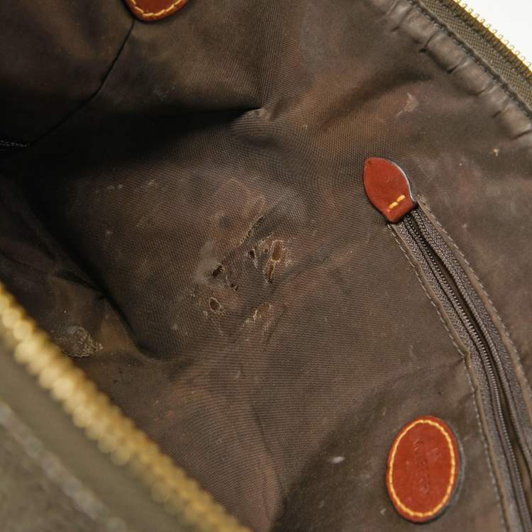 Pre Owned Mulberry Brown Textured Leather Zip Oversized Clutch