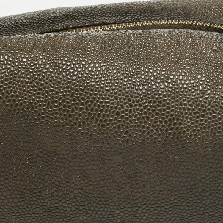 Pre Owned Mulberry Brown Textured Leather Zip Oversized Clutch